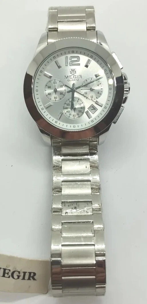 Megir 2064 Orologio da Polso di Lusso da Uomo, Movimento al Quarzo, Cinturino in Acciaio, Impermeabile 3ATM, Orologio Sportivo di Alta Qualità