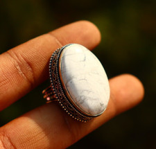 Natural Howlite Gemstone 925 sterling silver ring All sizes are available