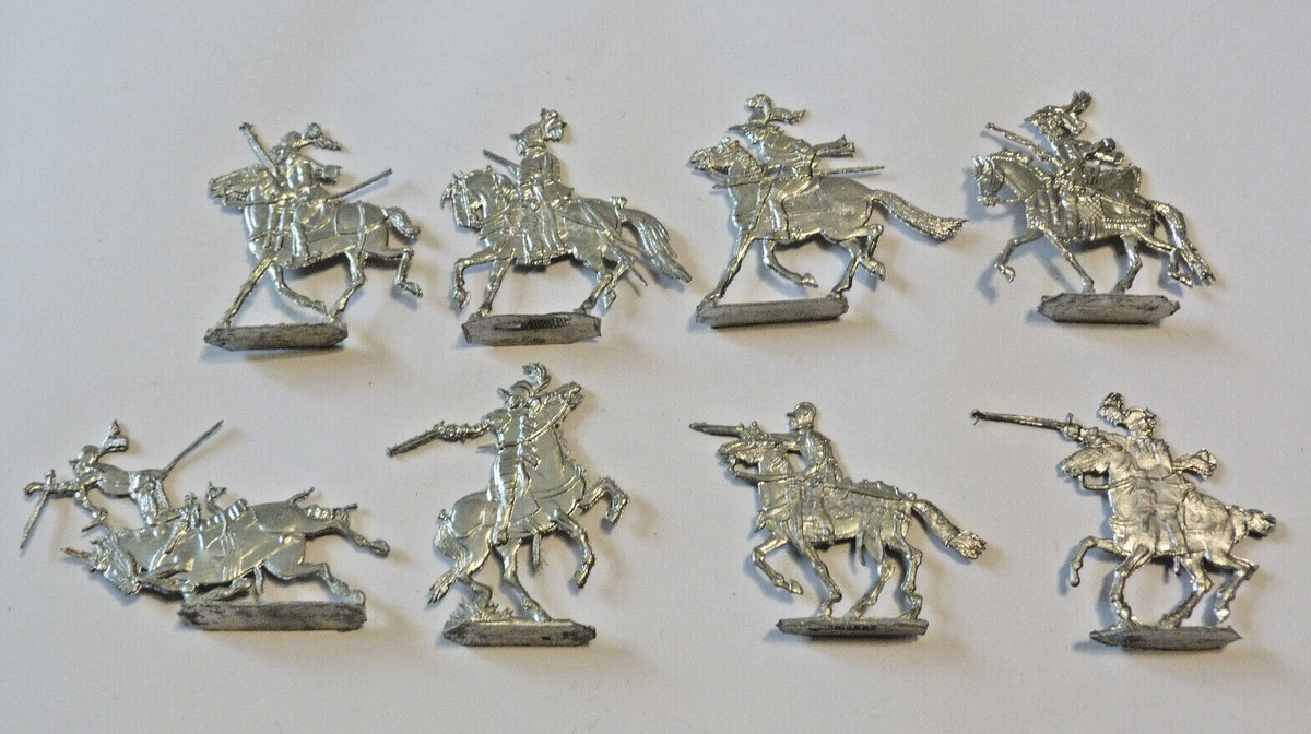 Lot De 5 Cavaliers Anciens – Figurines En étain Plat (Zinnfiguren), Chevaliers Polychromes, Allemagne