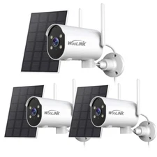 3PK Solar Camera Bullet Wireless Security Camera System Outdoor WiFi Battery Cam