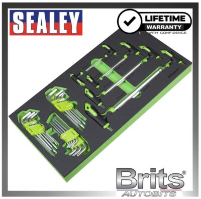Sealey Siegen 35tlg Sechskant & TRX-Star Schlüssel Set mit Ablage - S01280
