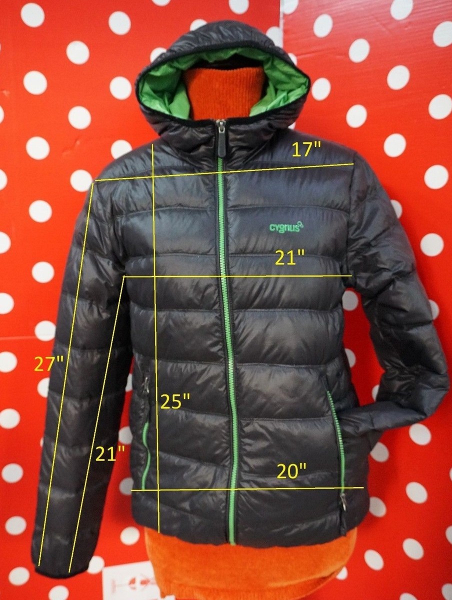 CYGNUS LOUIS sz S puffer jacket down hood lightweight quilted men