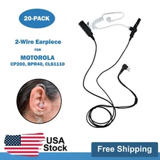 20x Acoustic 2-Wire Earpiece w/ PTT Mic for Motorola Radios BPR40 CLS1110 CP200