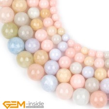 Natural Gemstone Multicolor Morganite Morgan Jade Round Loose Spacer Beads 15"