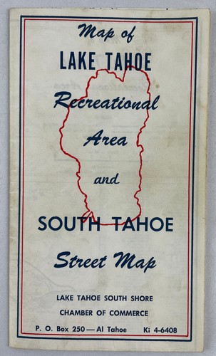 Area ricreativa Lake Tahoe e mappa stradale South Tahoe, circa 1954 - 1964 - Foto 1 di 9