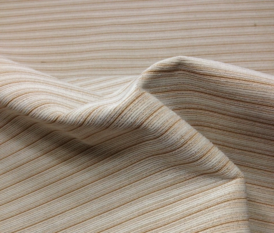 DONGHIA AVENUE DORI WHITE PINSTRIPE STRIPE VELVET UPHOLSTERY FABRIC BY THE YARD - Image 2 of 4