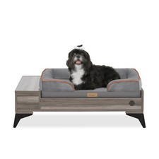 Wooden Pet Bed with Mattress Small to Medium Pet Bed with Mattress  Elevated Pe