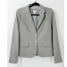 J Crew School Boy Blazer Womens sz 8 Gray Wool Blend Preppy Office Old Money