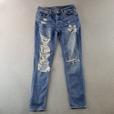 American Eagle Jeans Womens Sz 0 Tom Girl Med Wash Normcore Nice Quality Stretch