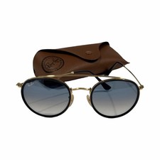 Ray-Ban Men's Round Sunglasses RB3647N Gold Metal Frame Blue Gradient Glass UV