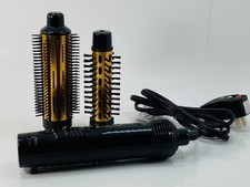 Conair 2-in-1 Hot Air Curling Brush Combo 1.5"  1" Attachments Black Gold Open