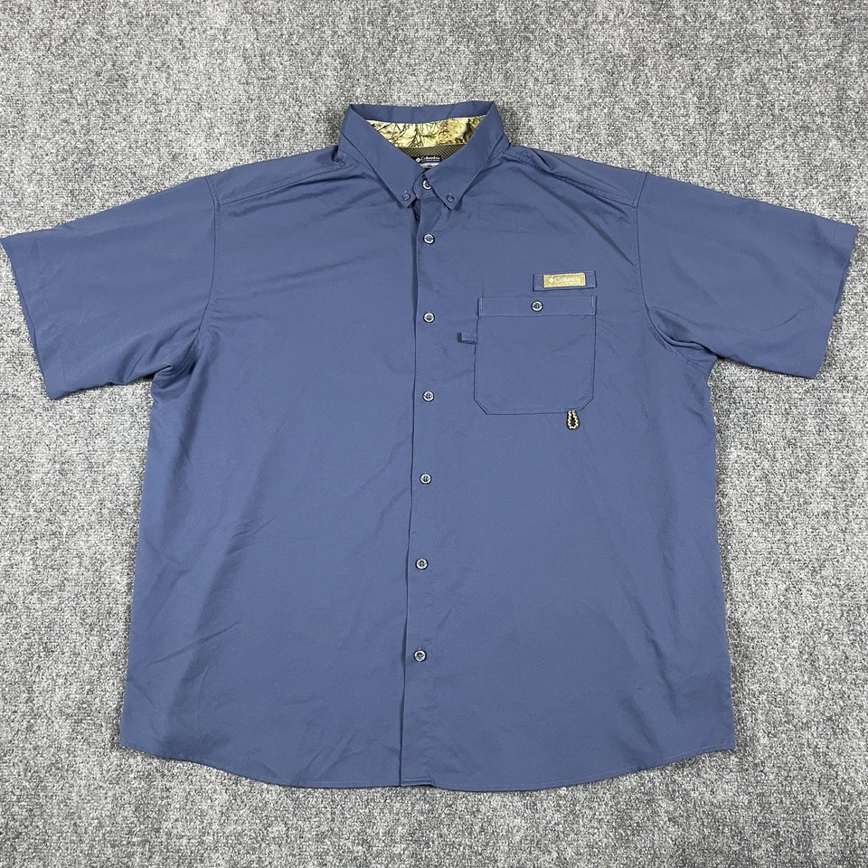 Columbia PHG Shirt Hunting Fishing Mens XXL Blue Vented SS UPF Sun Protection - Image 2 of 4