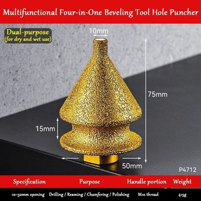 4in1 Diamond Chamfer Bit Angle Grinder Tile Marble Hole Drill Edge Trimming Tool