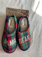 NWT Dearfoam Women's Mama Bear Plaid Slippers size 5-6