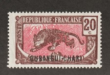 1922 French Equatorial Africa Oubangui-Chari. Sc# 29 - 20¢, Tiger. MH Cv$5.00