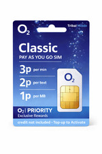 Official O2 Classic Pay As You Go SIM Card – UK - Credit rolls over - 3 in 1 SIM