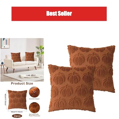 Housse de Coussin Citrouille 45x45 cm - 2 Pièces Automne Halloween - Photo 1/4