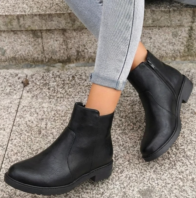 Womens Ladies Ankle Boots Zip Up Warm Fur Lined Casual Winter Ankle Boots Size
