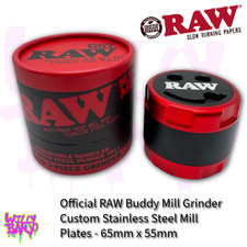 RAW Buddy Herb Mill Grinder 65mm Stainless Steel Plates Adjustable Fine & Medium