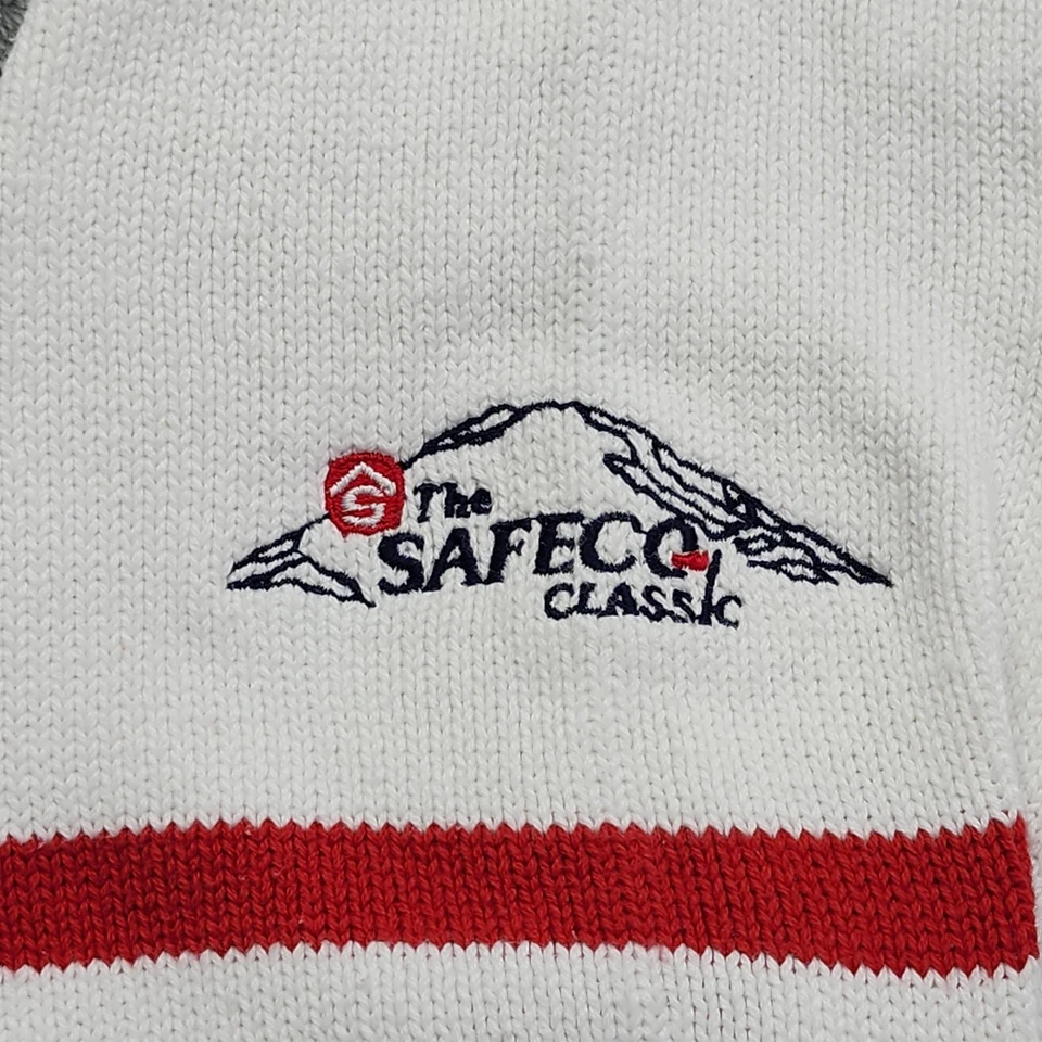 Suéter Vintage Antigua Cuello Redondo Talla L Blanco Algodón Safeco Clásico Golf Deportivo Foto 2 de 4