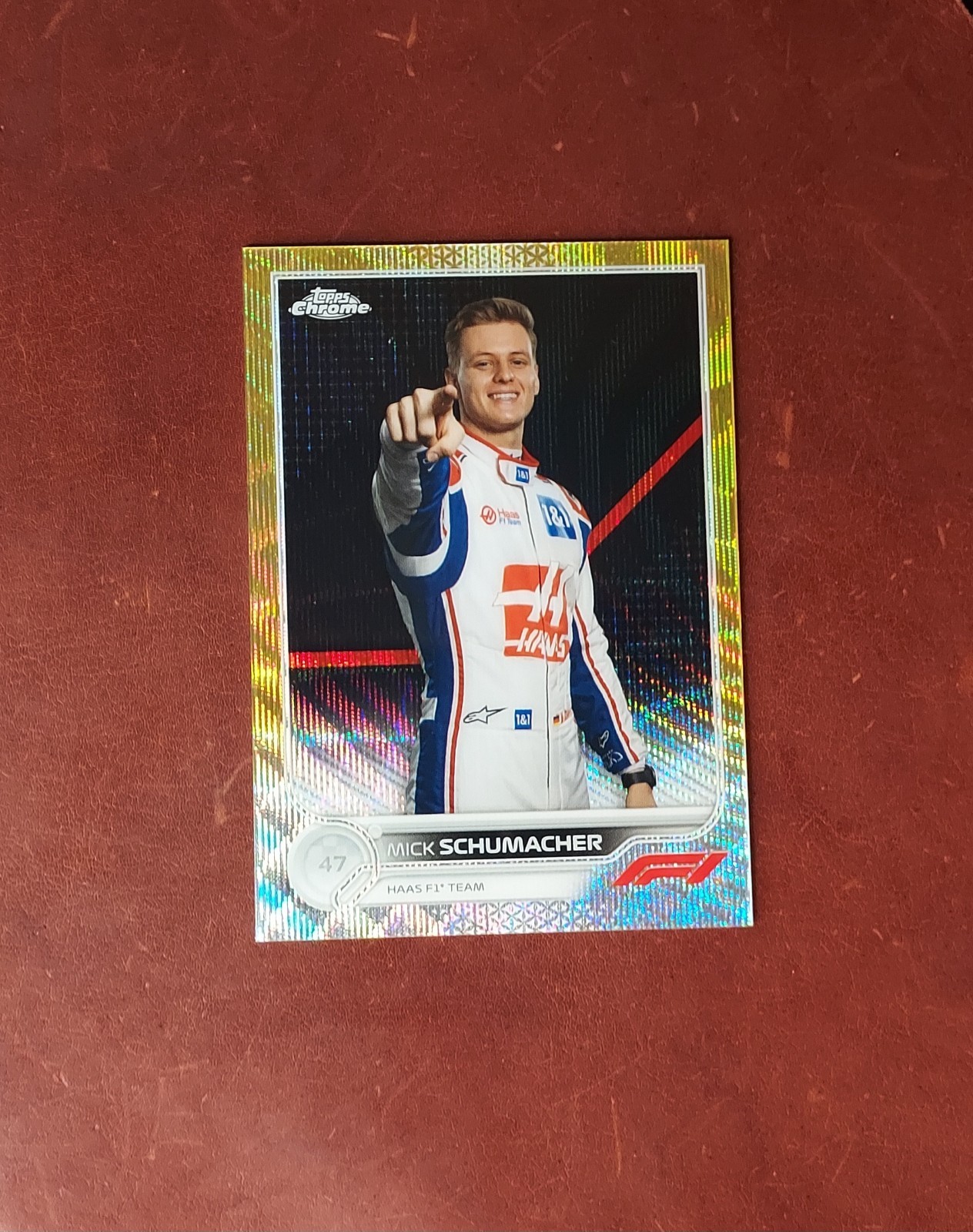 2022 F1 Topps Chrome Mick Schumacher #69 RC Portrait Gold Wave Refractor /50  SP
