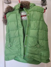 GIRLS JUSTICE LIMITED TOO PUFFER VEST W REMOVABLE ZIP OFF HOOD FAUX FUR GREEN 16