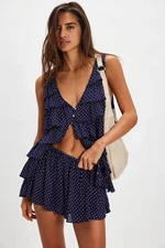 Free People Ruffle Me Up Set XL Women's Ruffle Polka Dot Blouse Shorts NEW 45503