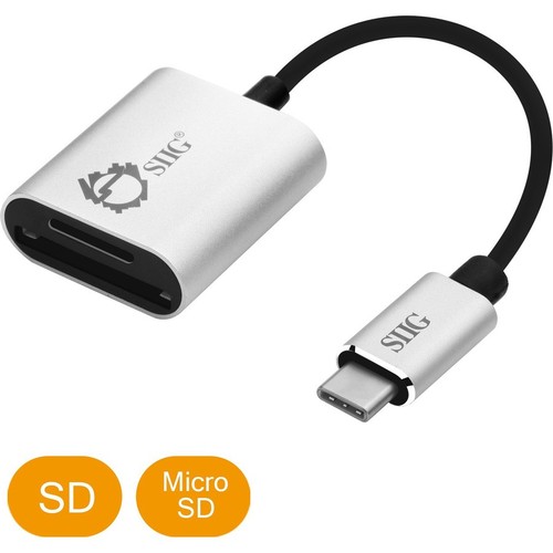 SIIG USB-C 2-in-1 Card Reader for SD & Micro SD - Silver (ju-mr0f12-s1) - Picture 3 of 5