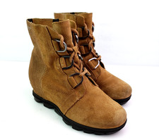 Sorel Joan Of Artic 2 Girls Size 4Y Brown Suede Hidden Wedge Bootie Boots NY2988