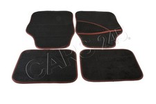 Fußmatten Satz 4tlg Auto Schwarz Rot Universal Velours Teppiche