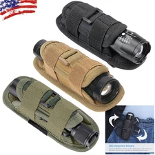 Tactical Molle 360° Rotatable Flashlight Holder Nylon Belt Holster Torch Pouch