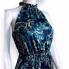 Nicole Miller Women’s Paisley Silk Maxi Dress Sleeveless XS Blue
