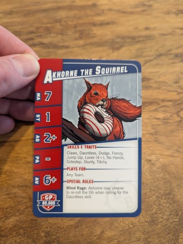 Blood Bowl Star Player Karte - Akhorne the Squirrel (rar) - Bild 2 von 2
