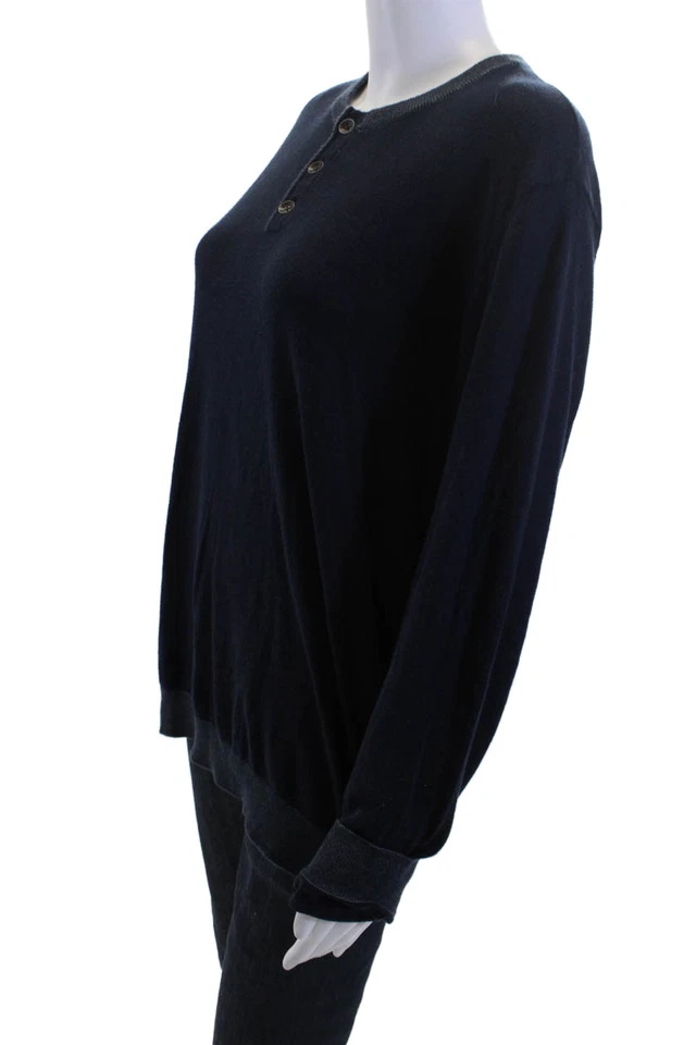 Suéter Pullover Henley Rag & Bone Para Hombres Azul Oscuro Cuello Redondo Manga Larga Talla L Foto 2 de 4