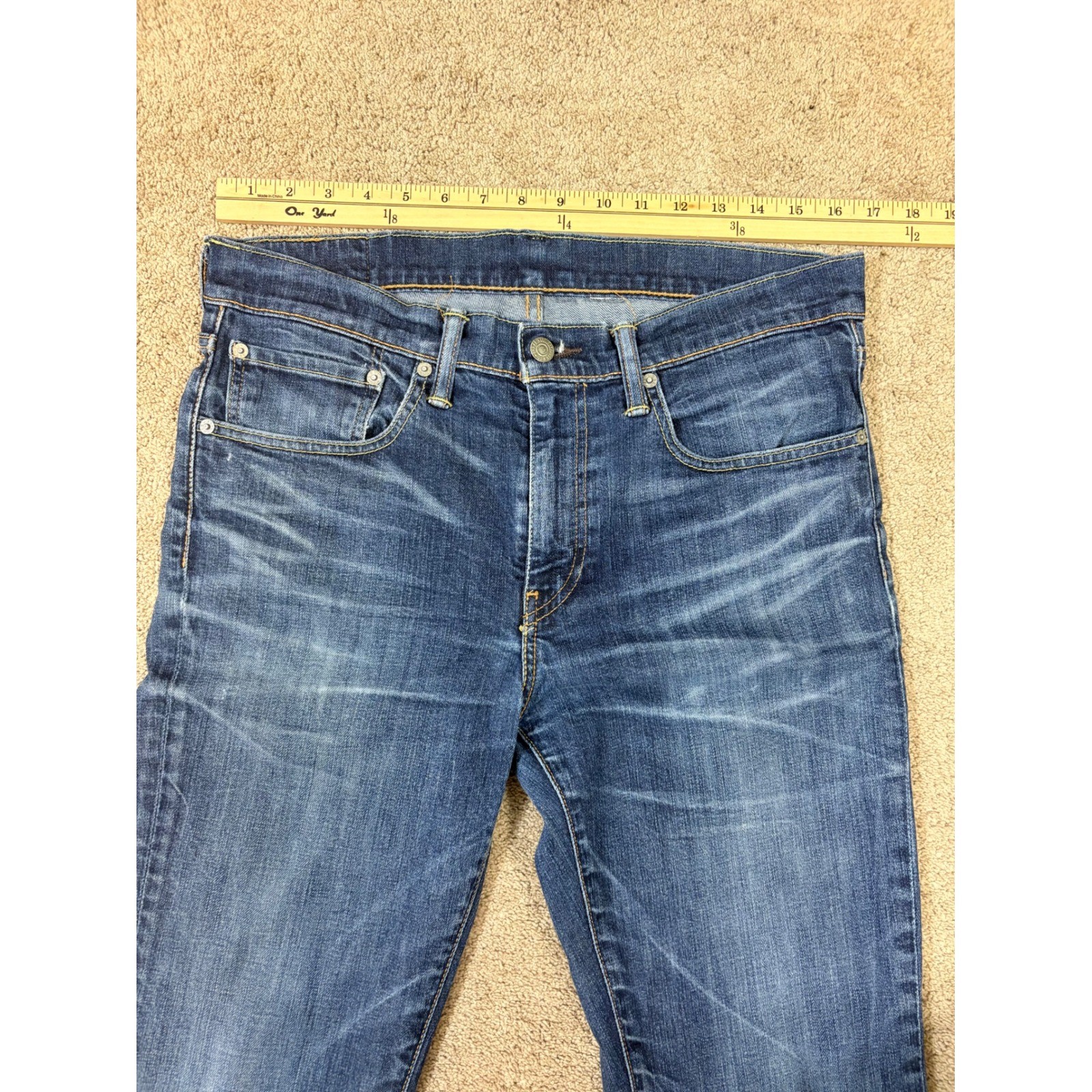 Levi's 511 Slim Fit Jeans Mens Blue Wash Denim Distressed Size 34x34 READ thumbnail 3