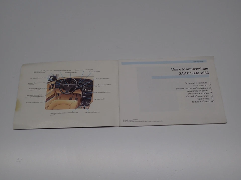 SAAB 9000 LIBRETTO USO E MANUTENZIONE 1986 - Immagine 2 di 4