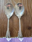 Pair Wallace Sterling Silver Serving Tablespoons Ornate Floral 92.5%