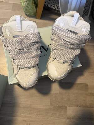 Lanvin Curb Sneaker, Weiß Grau, Größe 42