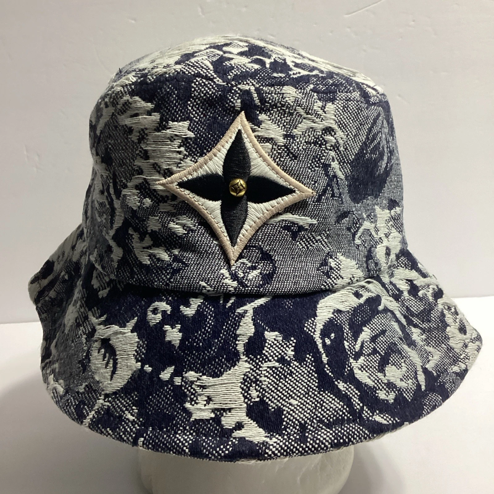Designer Bucket Hat Cap Blue Denim Hat