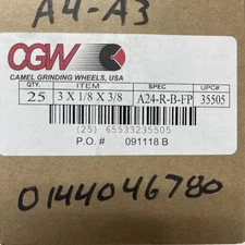 CGW Abrasives, 3-1/8-3/8, A24-R-BF, Box Of 25. Max RPM 25,000 USA Made, Cutoffs