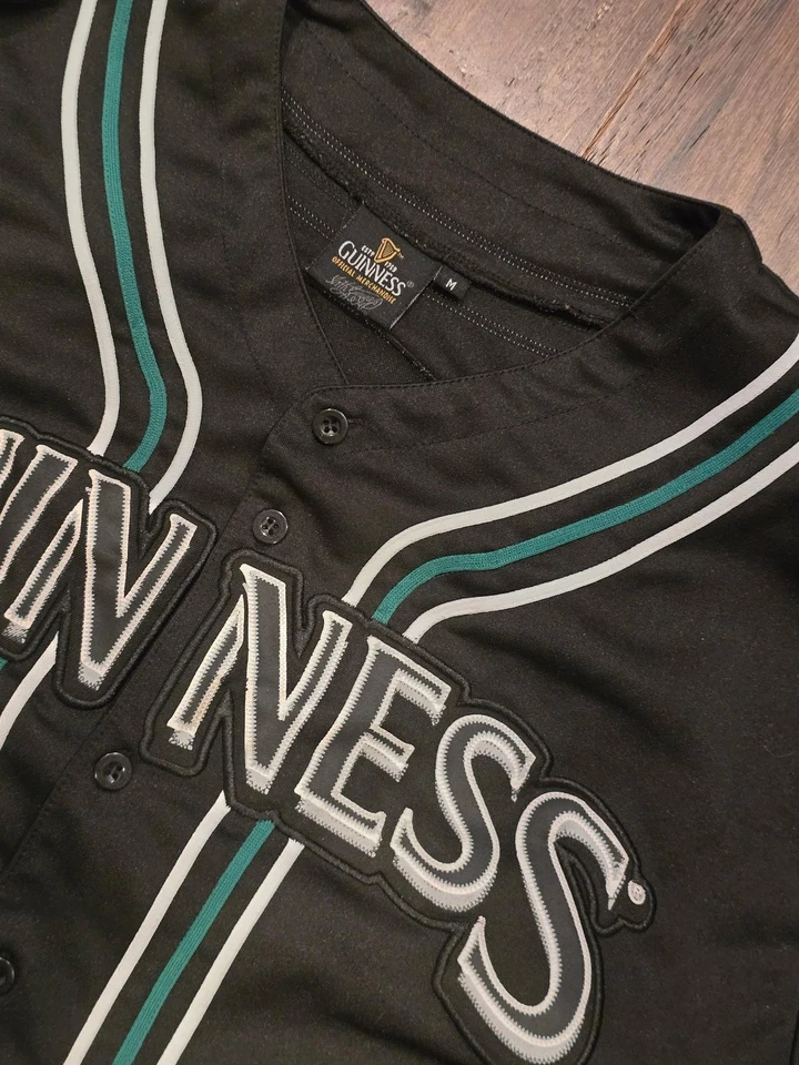 Camisa de beisebol masculina Guinness Jersey média North Lawrence bordada - Imagem 3 de 4