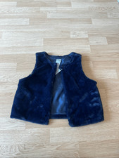 Tahari Blue Faux Fur Girls Vest Size Youth Large 10/12 NEW