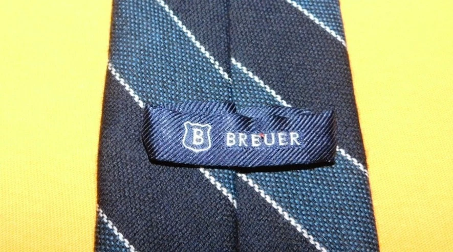 BREUER MADE IN ITALY CORBATA DE LANA A RAYAS AZUL/NEGRO/BLANCO - CORBATAS DE DISEÑADOR. Foto 3 de 3