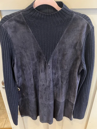 Tory Burch tunica nera in pelle e maglia maglione collo di topo media