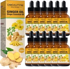 12 Pack Ginger Oil Lymphatic Drainage Massage Oil, Vitamin E Oil For Skin, Belly