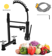 Kitchen Sink Mixer Taps 2 Hole, Dual Lever Bridge Kitchen Mixer Taps, G1/2 Turn