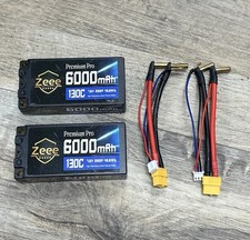 2xZeee 2S Shorty Lipo Battery 6000mAh 5mm Bullet to XT60 Plug 7.6V 130C HardCase