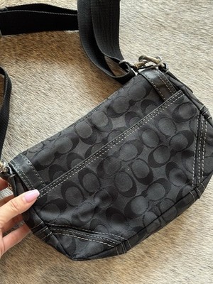 Coach Black Logo Shoulder Bag Turn Lock Adjustable Strap Designer