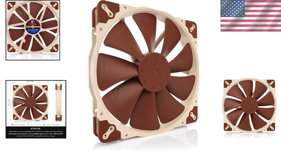 High Airflow NF-A20 200mm Quiet Fan with Anti-Vibration Mounts & Adapters - Image 2 of 4
