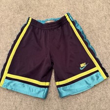 Vintage 90s Nike Reversible Shorts Youth 6 Mesh Basketball Navy Teal Yellow